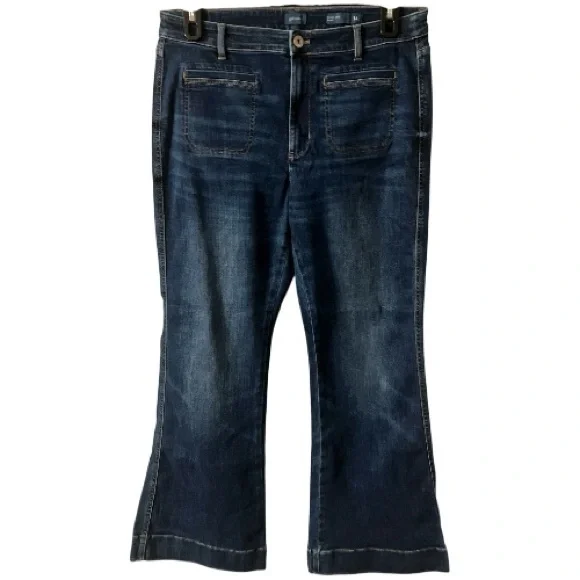 J Jill Denim High Rise Flare Jeans,Cotton blend, Stretch, Retro pockets, Sz 14 - Picture 1 of 12